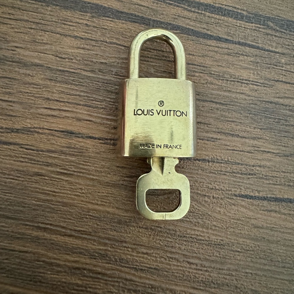 LOUIS VUITTON PadLock Lock & Key Brass Gold Authentic Number 320